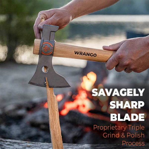 Hammer End Titanium Tomahawk Camping Axe, 18in & 11.5in Hickory