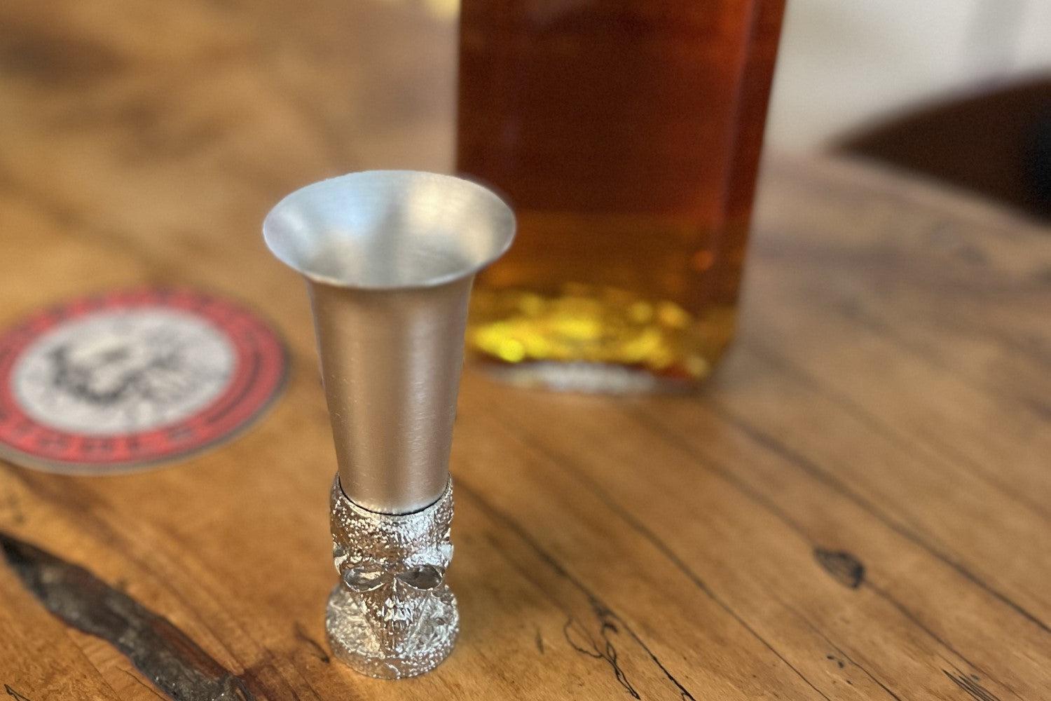 defiance tools silver skull shot glass